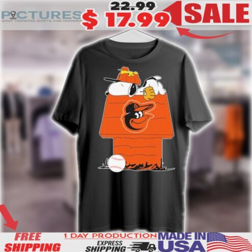 Snoopy And Woodstock Sleeping Dog House Baltimore Orioles Shirt
