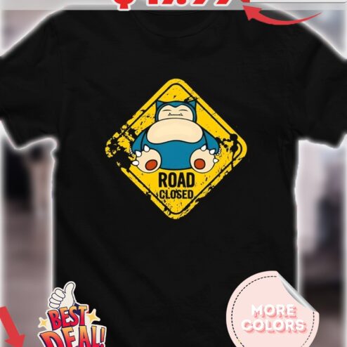 Snorlax road closed sign vintage shirt