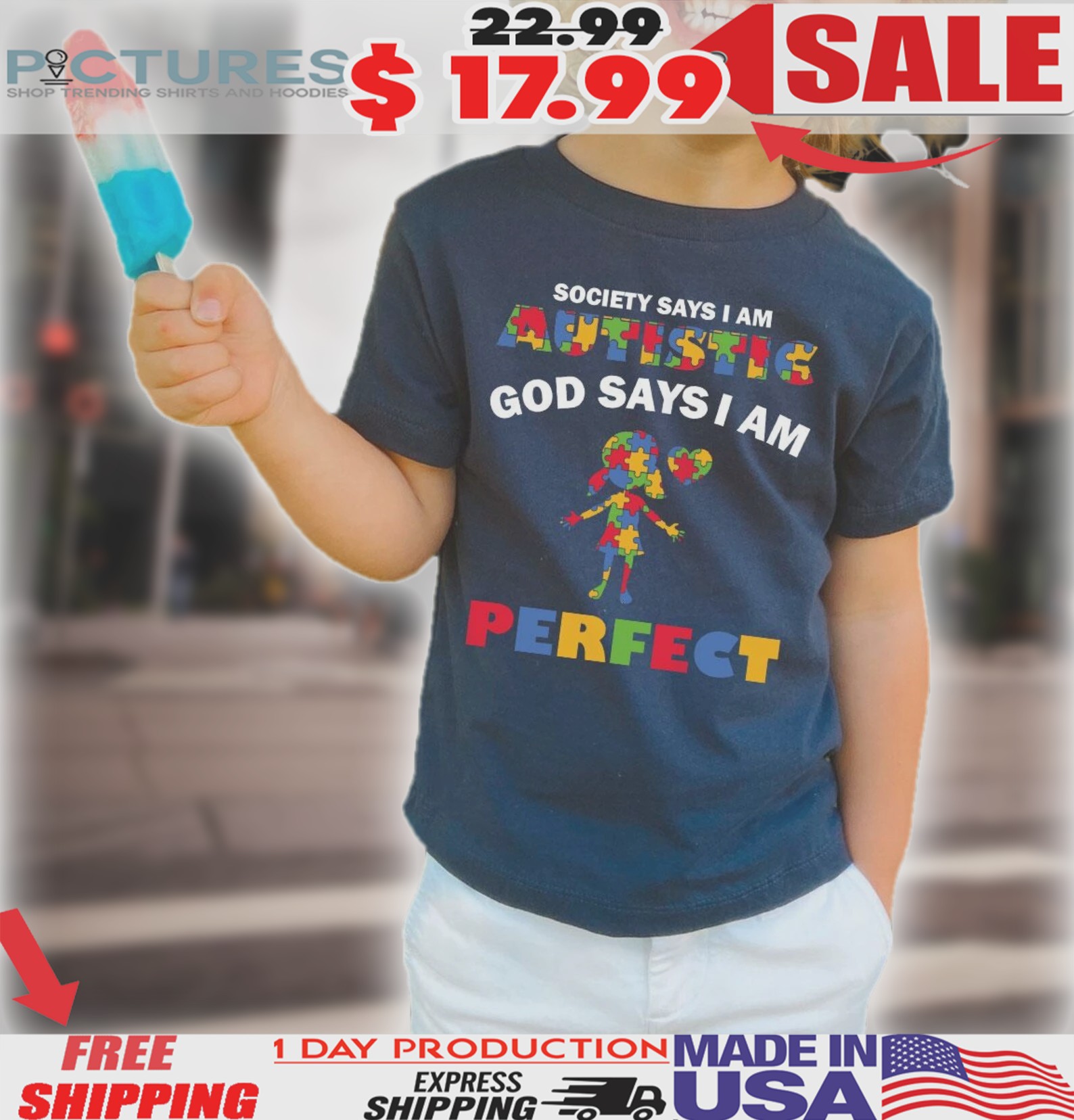 Society Says I Am Autistic God Says I Am Perfect Autism Awareness Day Shirt