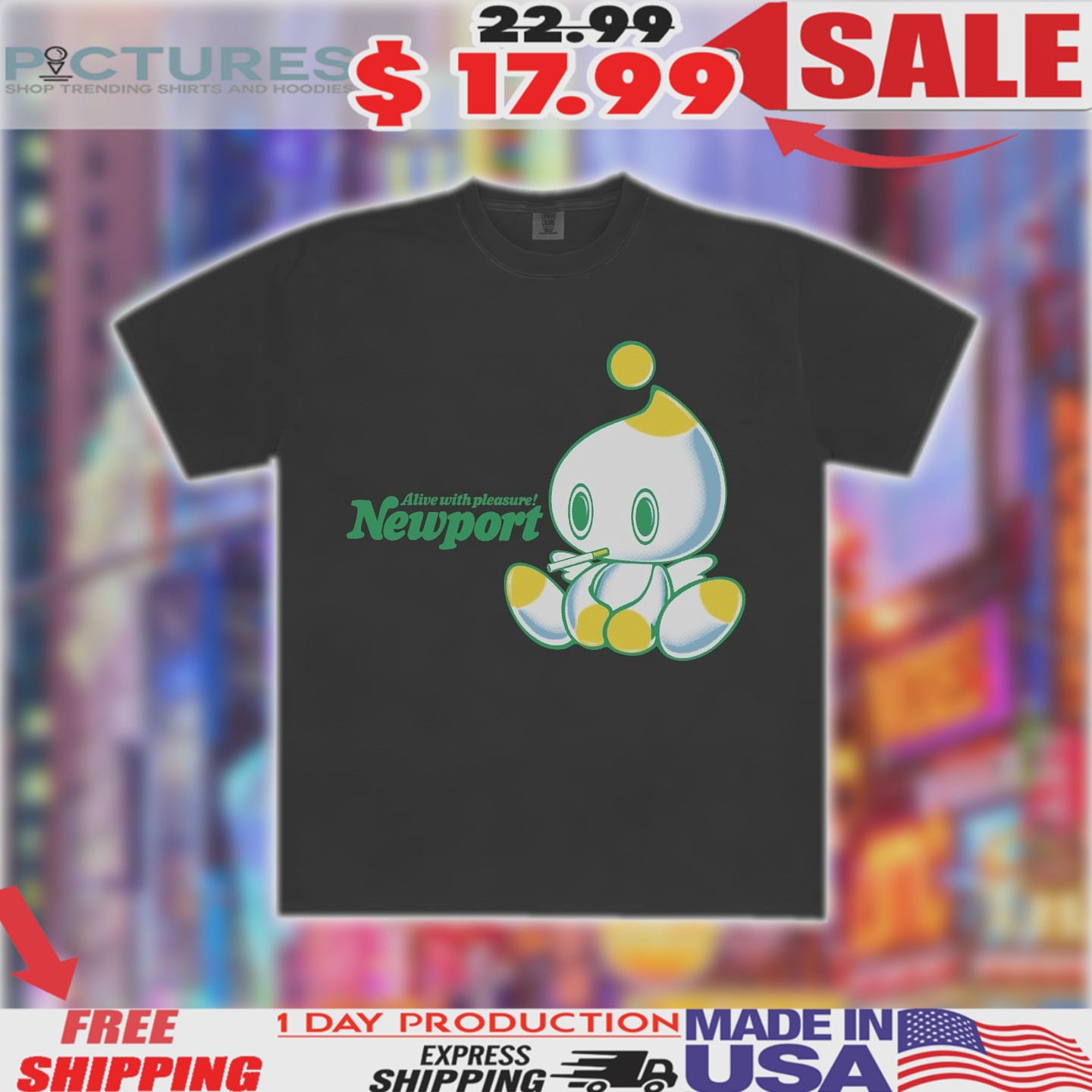 Sonic Chao Smoking Alive With Pleasure Newport Shirt