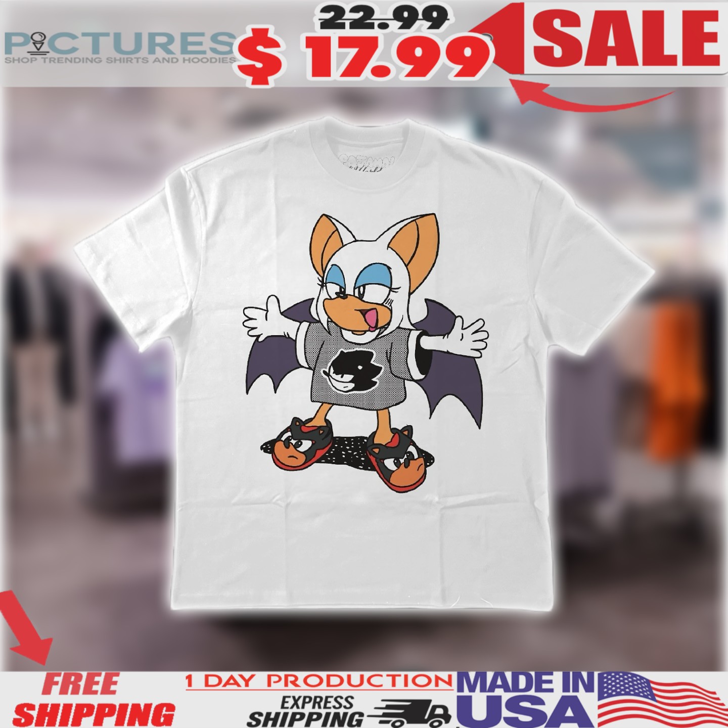 Sonic Rouge The Bat Wearing Shadow Shoes Shirt Sonic Rouge The Bat Wearing Shadow Shoes Shirt