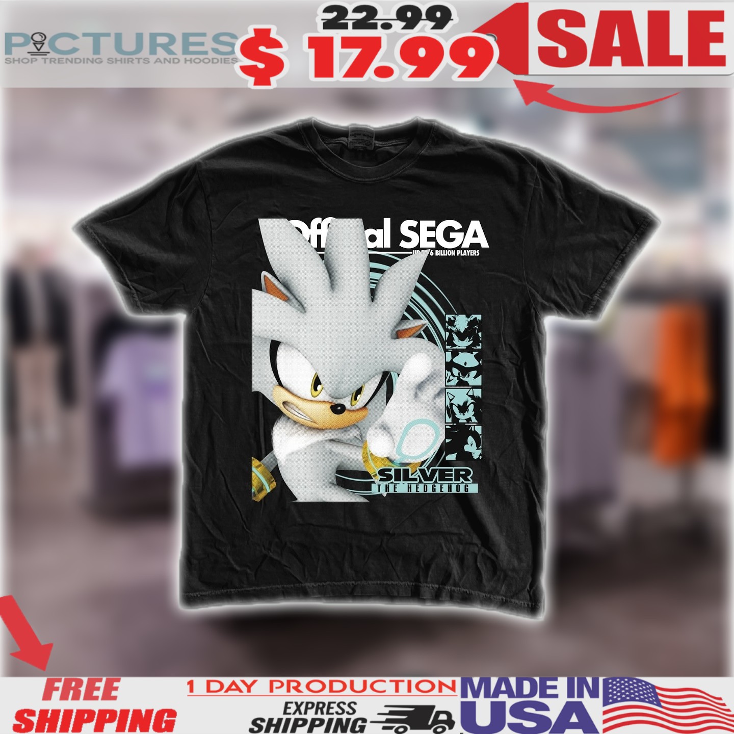 Sonic Silver The Hedgehog Sega Dreamcast Shirt