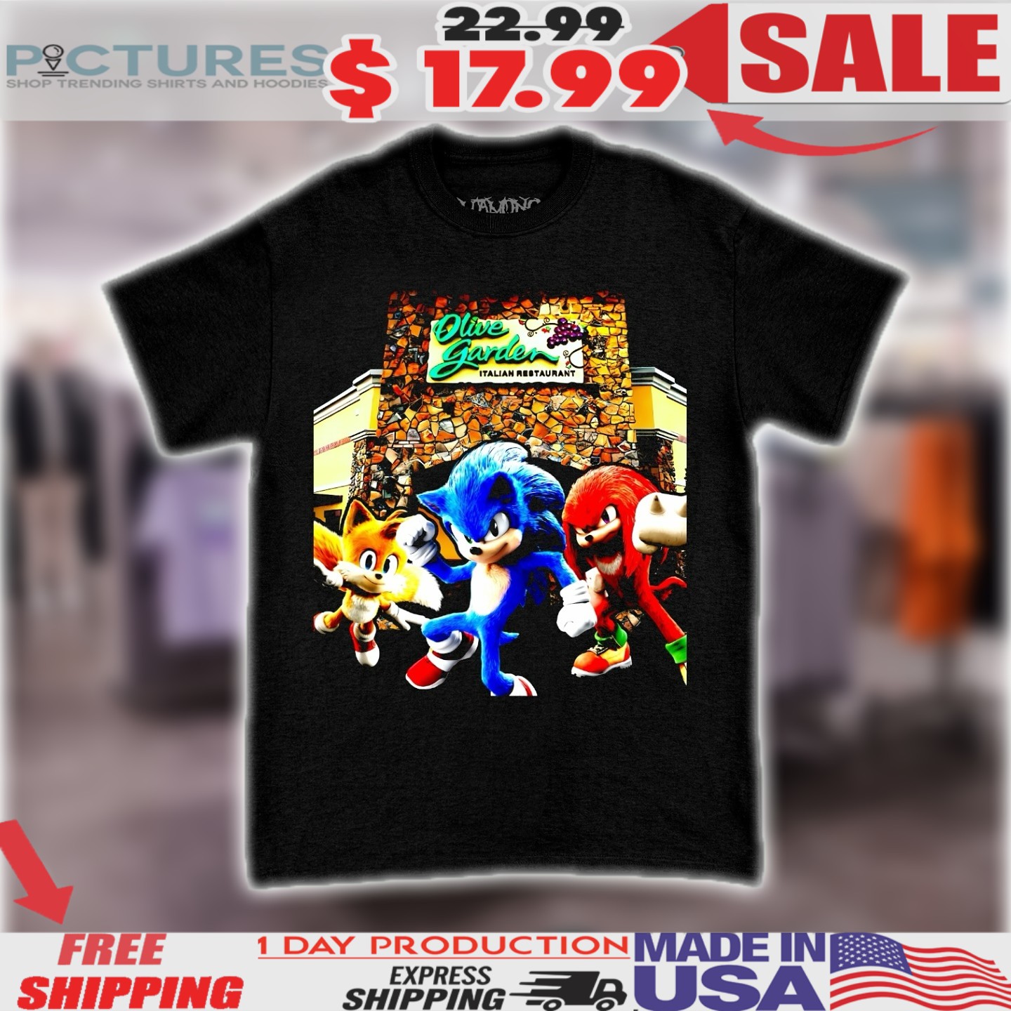 Sonic Tails Knuckles At Olive Garden Italian Restaurant Shirt