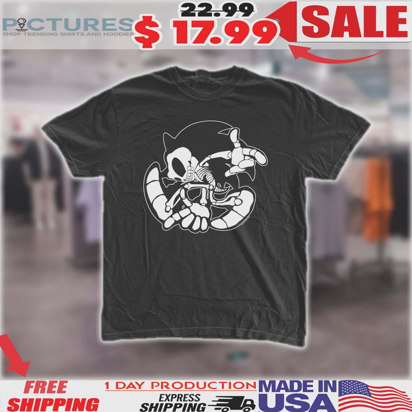 Sonic The HedgeHog Skeleton Shirt