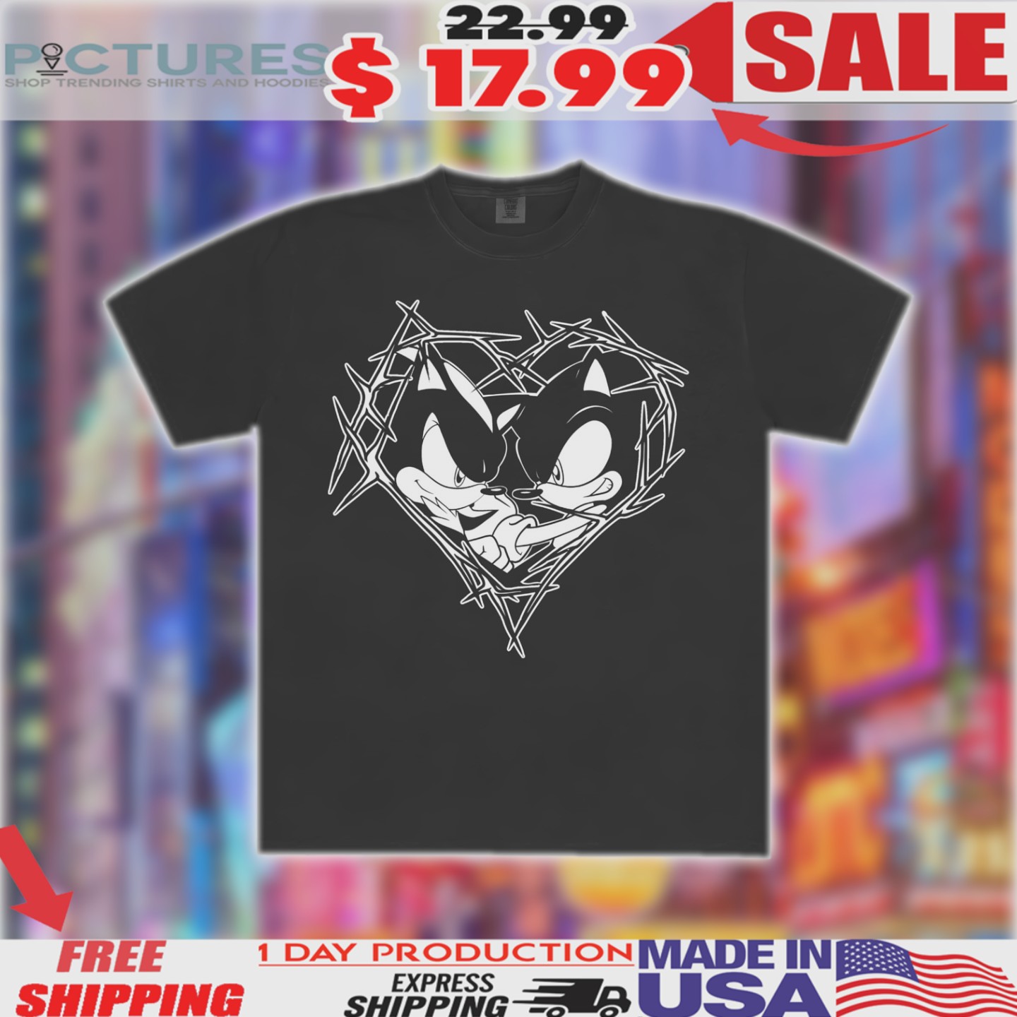 Sonic The Hedgehog Sonadow Heart Shirt