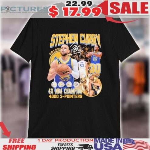 Stephen Curry Golden State Warriors 4X NBA Champions 4000 3-Pointers Night Night Signature Vntage Shirt