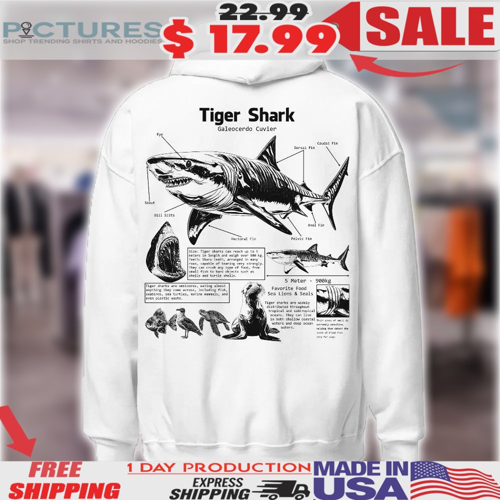 Tiger Shark Galeocerdo Cuvier Anatomy Animal Knowledge Tiger Shark Biology Novelty Graphic Shirt