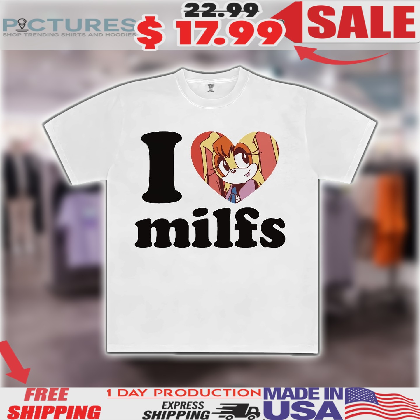 Vanilla The Rabbit Sonic The Hedgehog I Love Milfs Shirt