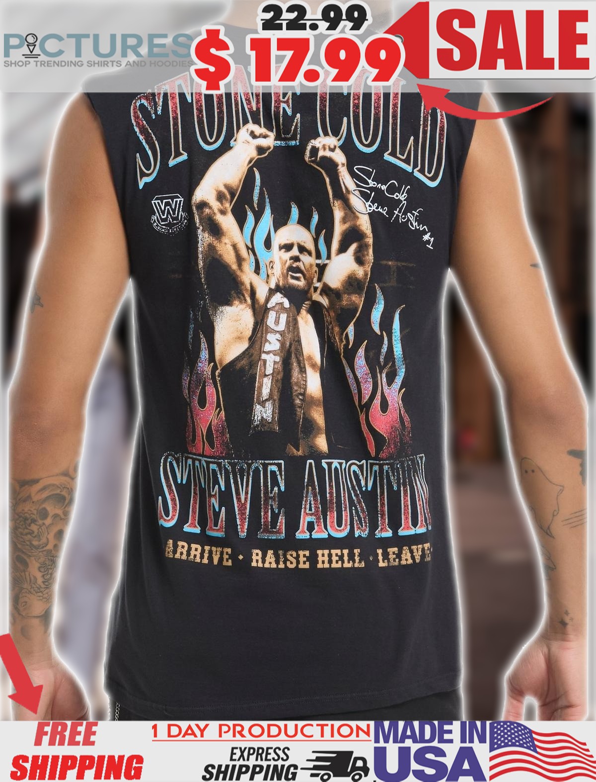 Wwe Stone Cold Steve Austin 1 Arrive Raise Hell Leave Vintage Shirt