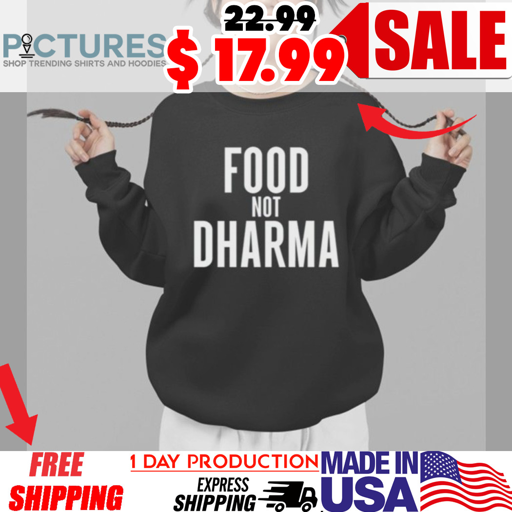 Ian Carroll Wearing Food Not Dharma Shirt