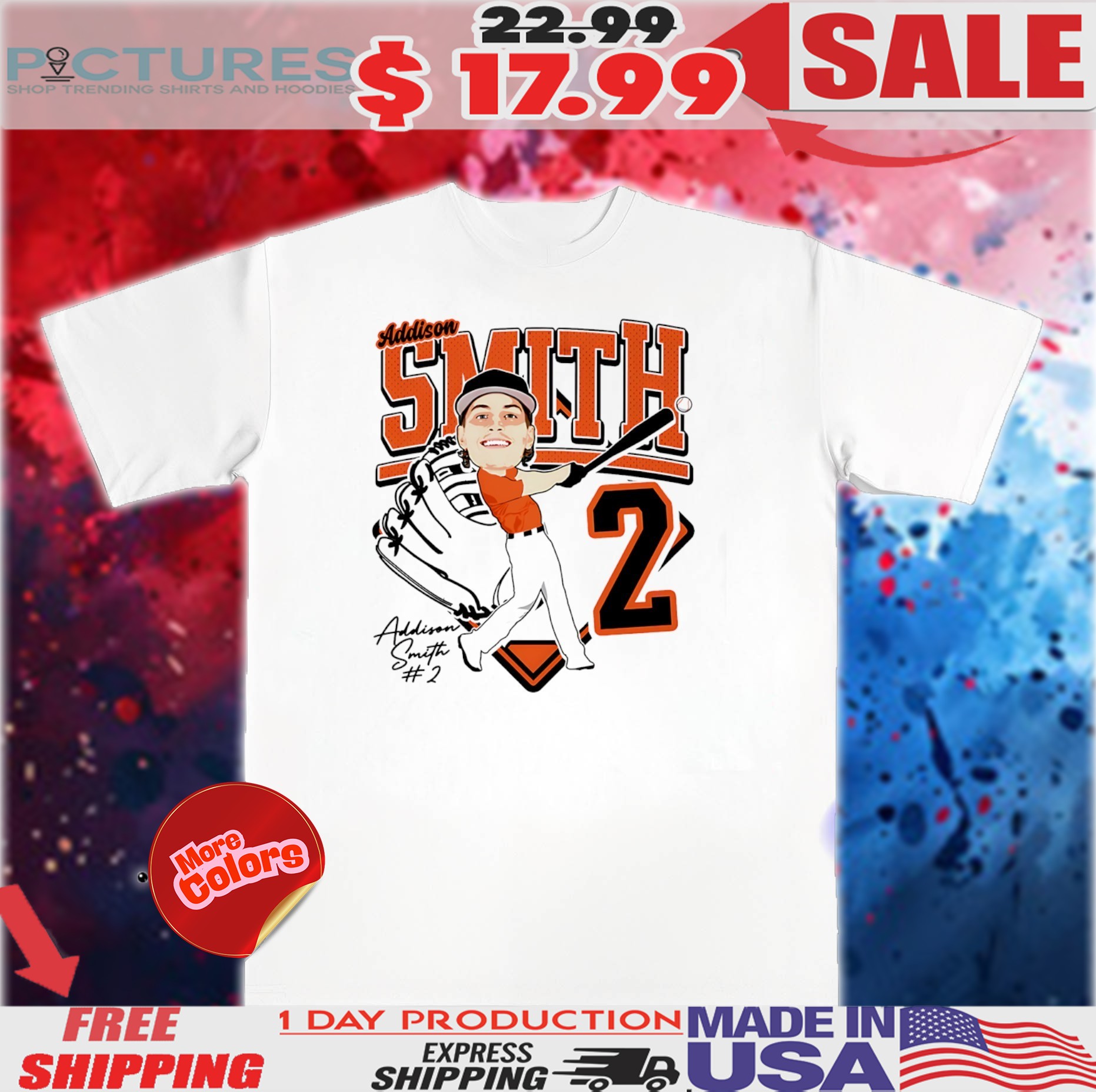 Addison Smith 2 Sam Houston baseball caricature 2025 chibi shirt
