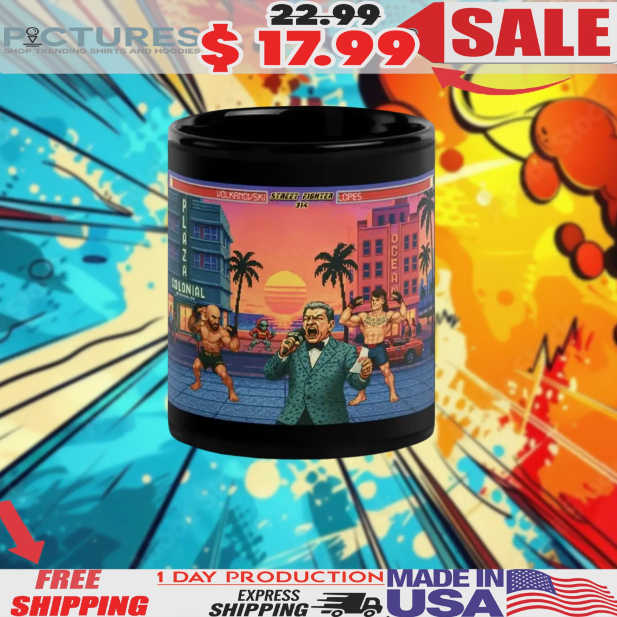 Alexander Volkanovski Vs. Diego Lopes Street Fighter 314 Plaza Colonial Graphic Mug