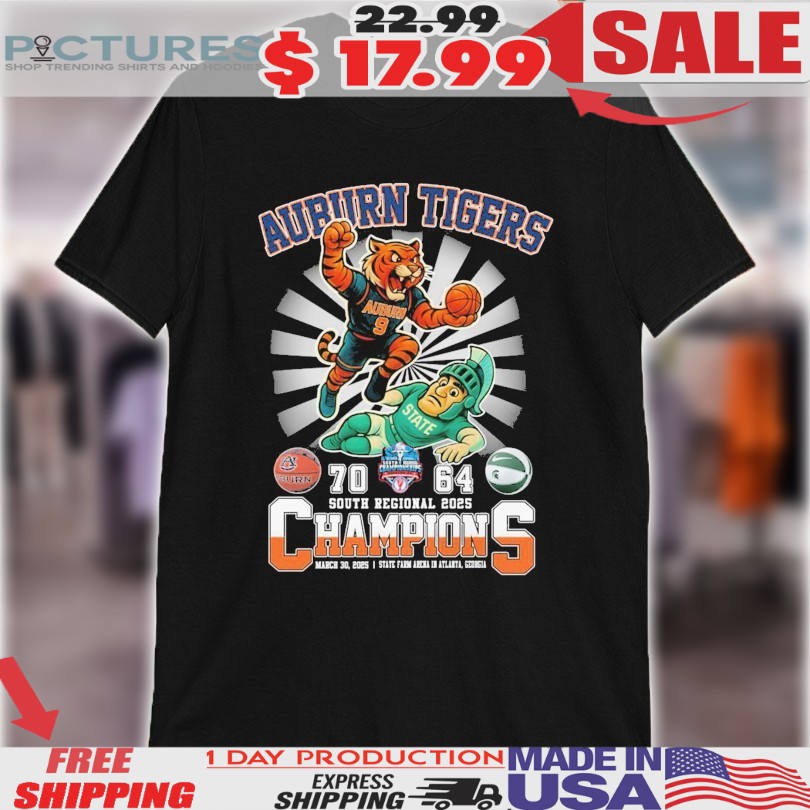 Auburn Tigers Stomp Michigan State Spartans South Regional 2025 Champions Mascot Shirt