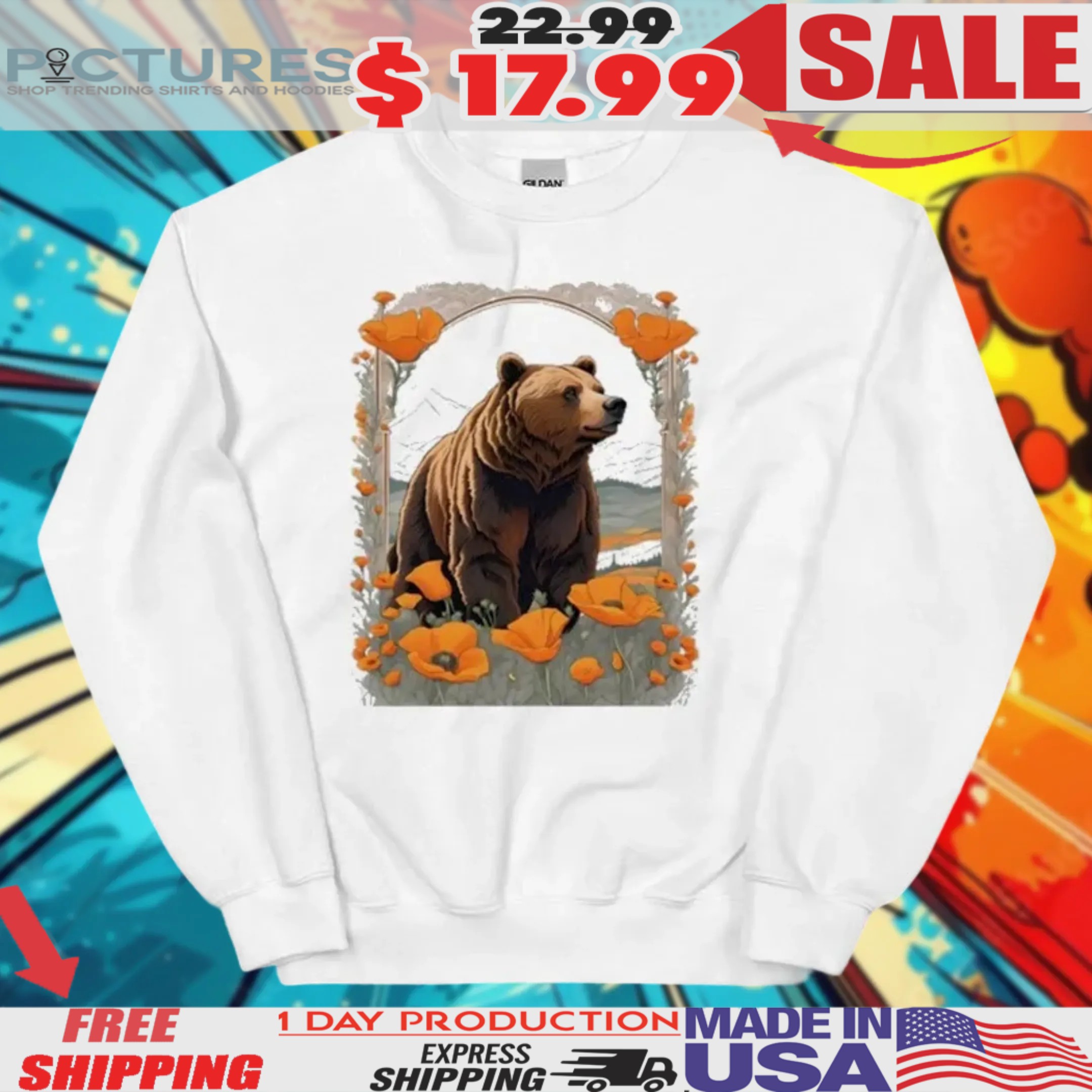 Bear Of California In Poppy Landscape Shirt