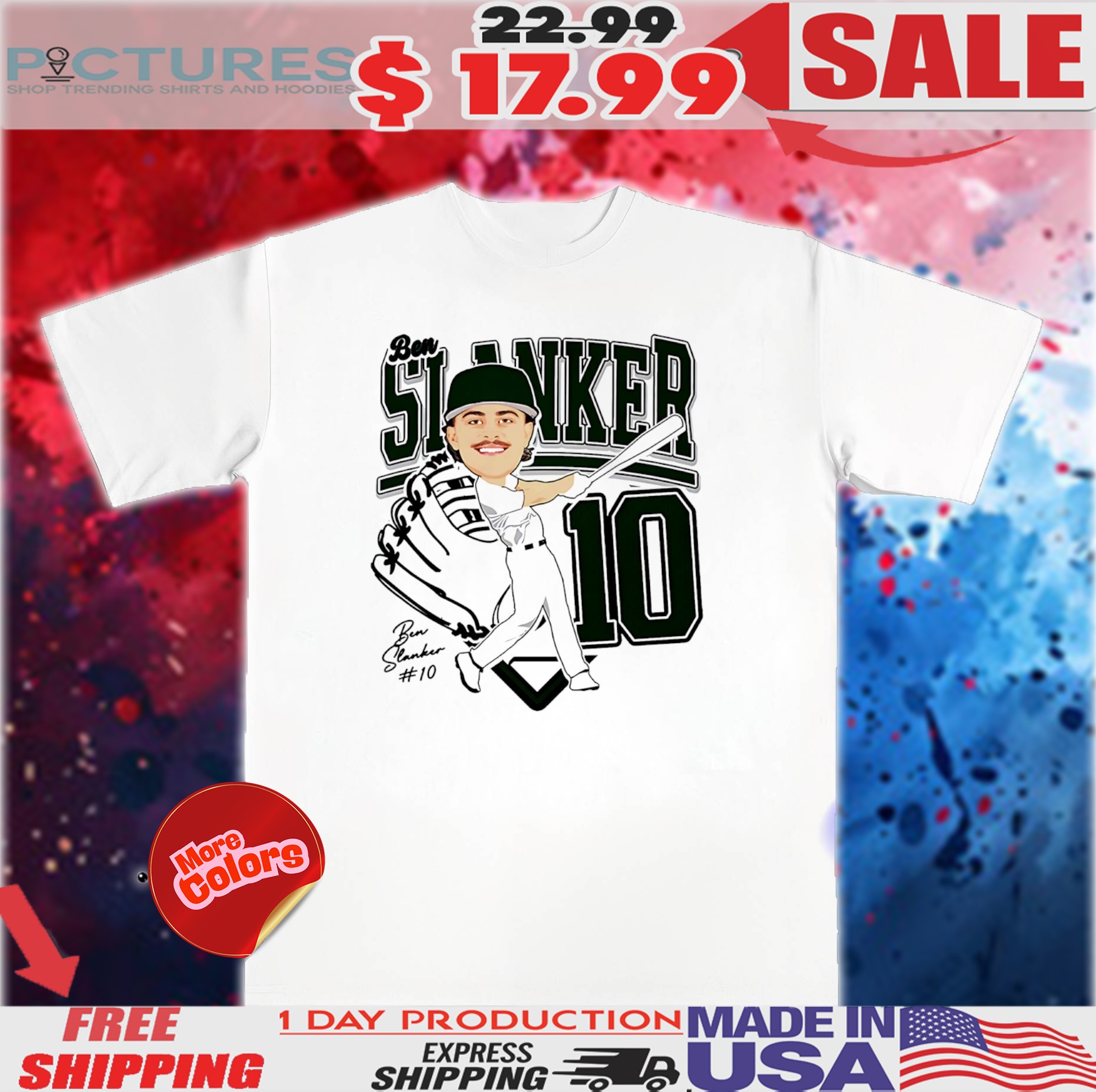 Ben Slanker 10 Ohio Bobcats baseball caricature chibi shirt