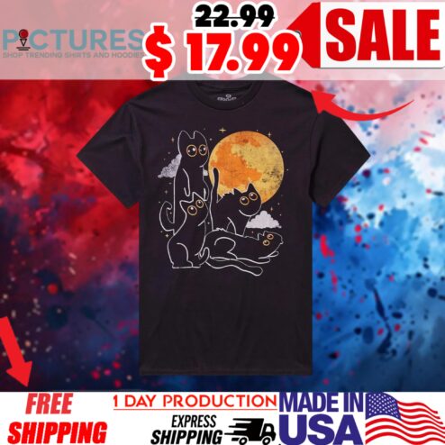 Black Cat Moon Vintage Collage 2025 Shirt