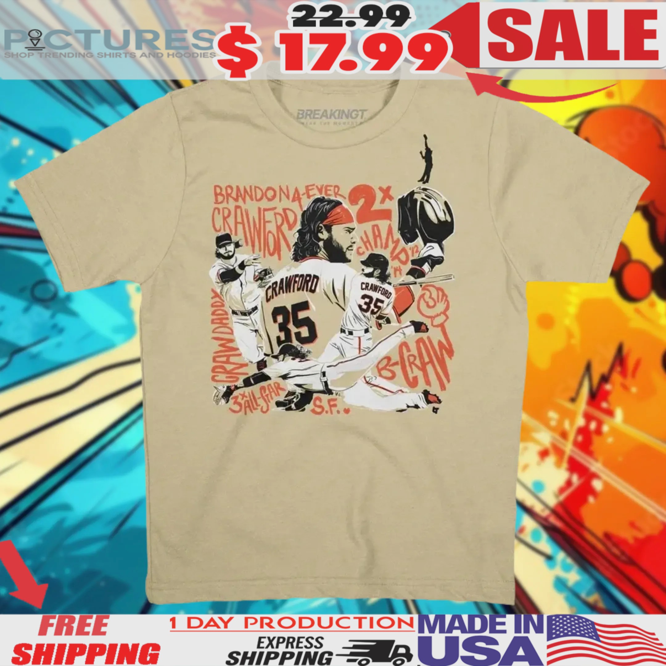 Brandon Crawford San Francisco Giants Crawford Crawdaddy Brandon 4ever Accolades Shirt