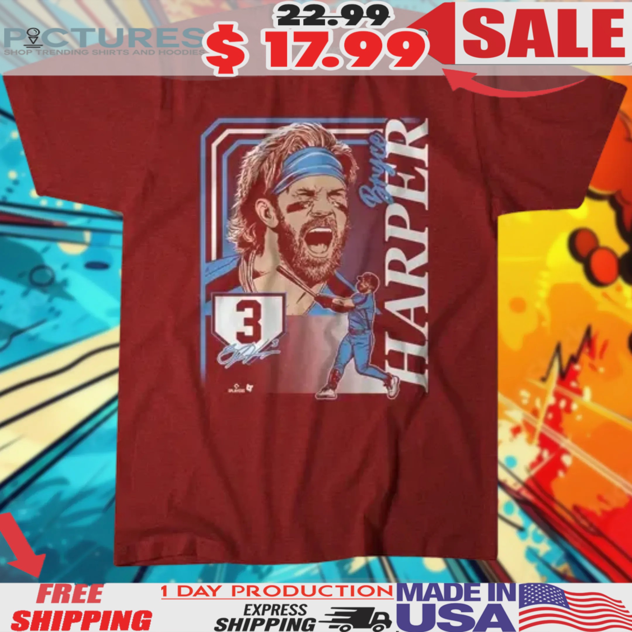 Bryce Harper Collage Frame No. 3 Player Philadelphia Phillies Signature Shirt