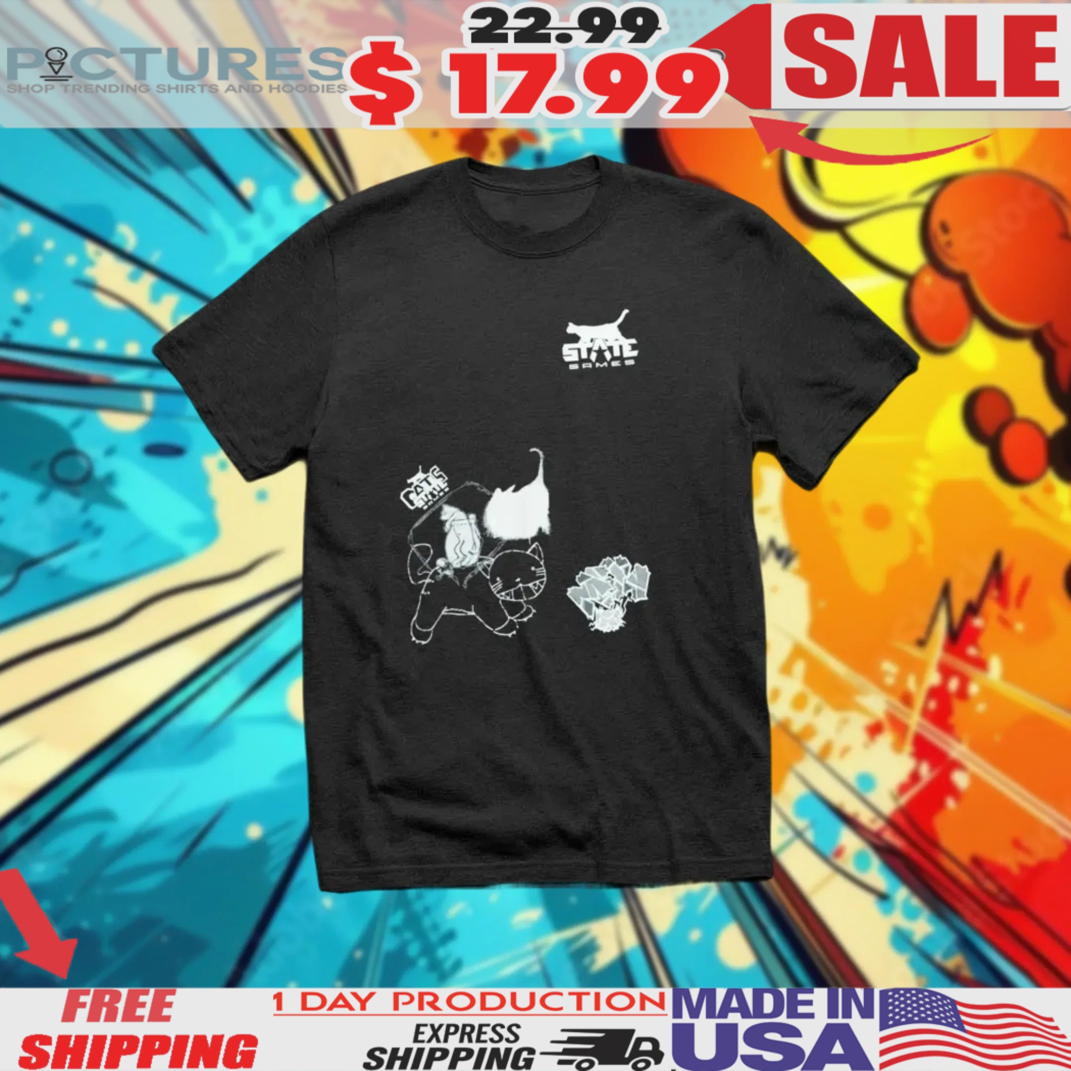 Bsg Twitch State Games Cat Shirt
