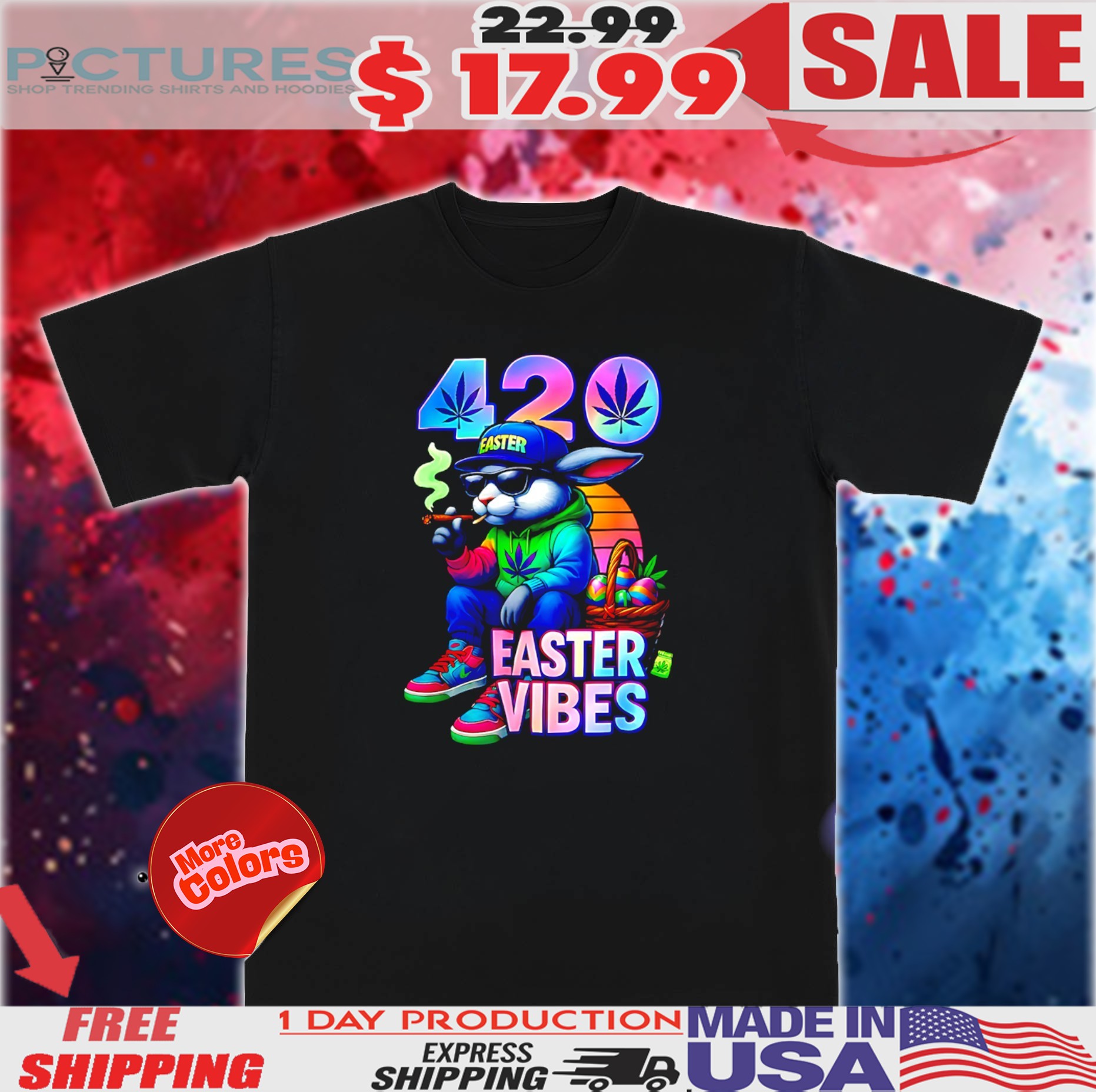 Bunny Smoking 420 Easter Vibes Shirt