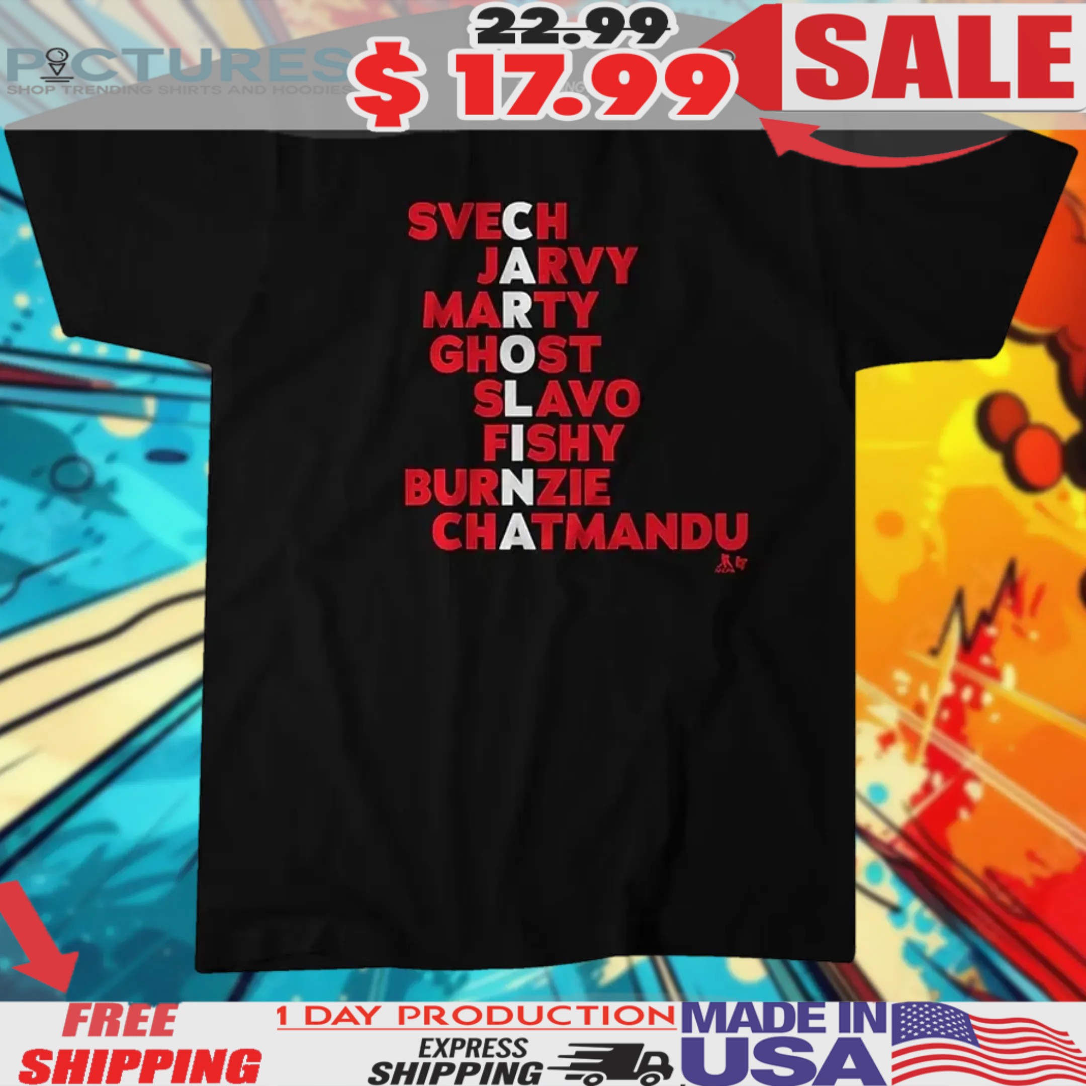 Carolina Hockey Names 2025 Svech Jarvy Marty Ghost Slavo Sishy Burnzie Chatmandu Shirt