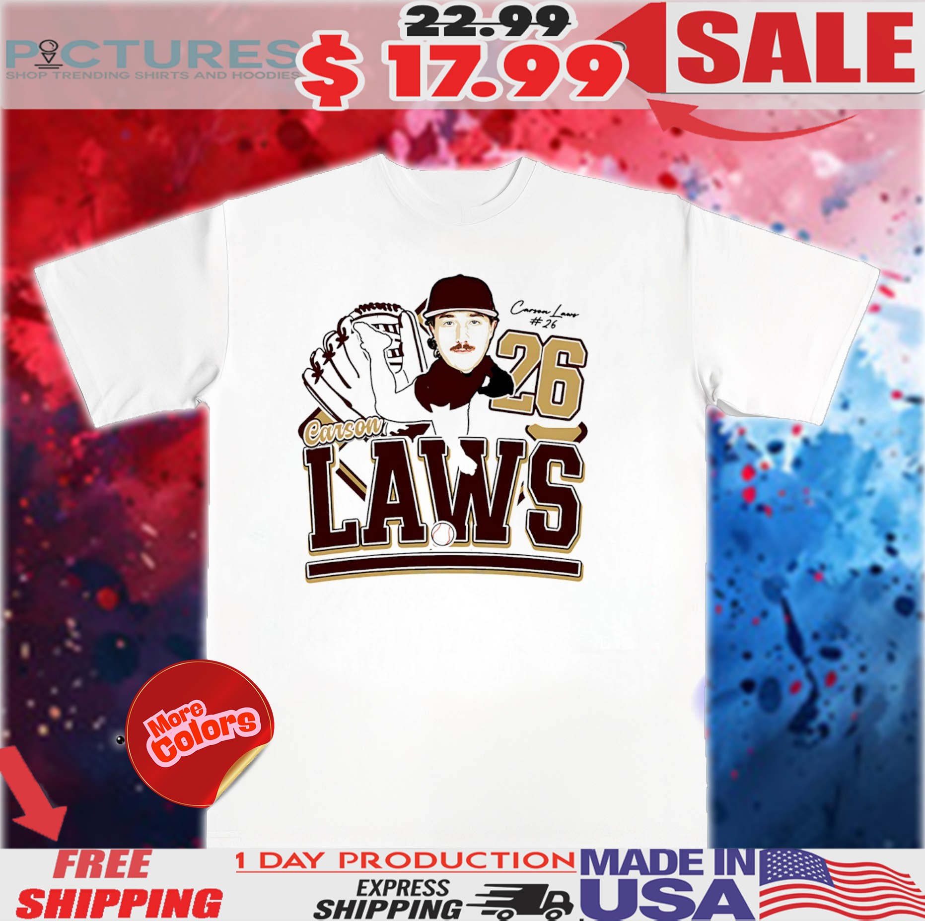 Carson Laws 26 Texas State Bobcats baseball caricature 2025 chibi shirt
