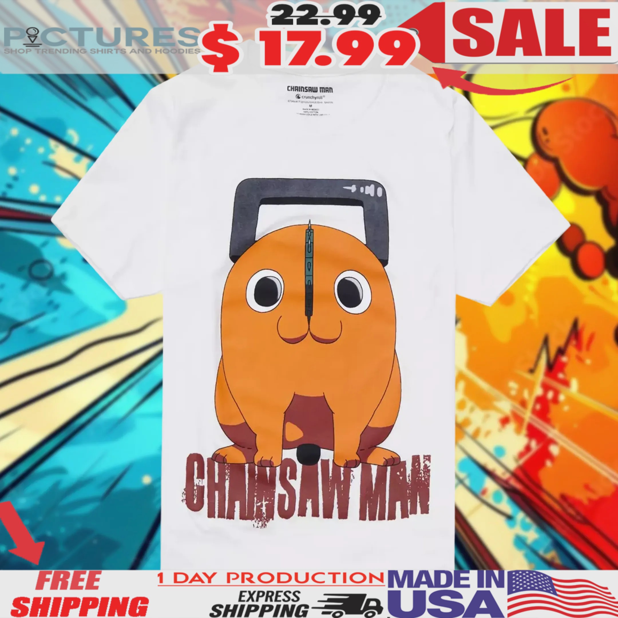 Chainsaw Man Pochita Boyfriend Fit Girls Shirt
