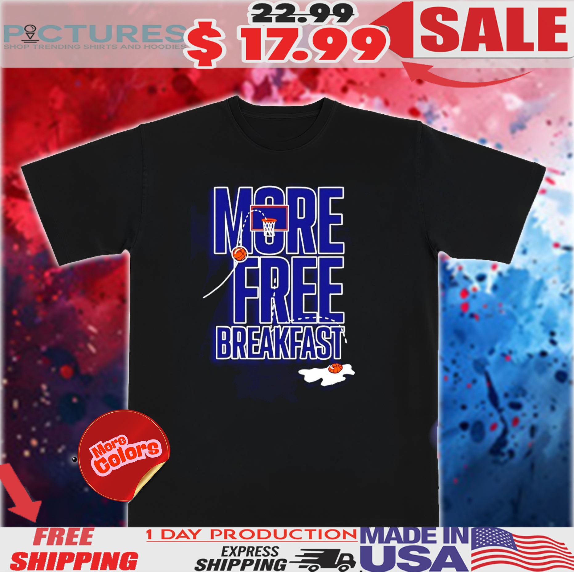 Chaney Johnson wearing more free breakfast basketball shirt