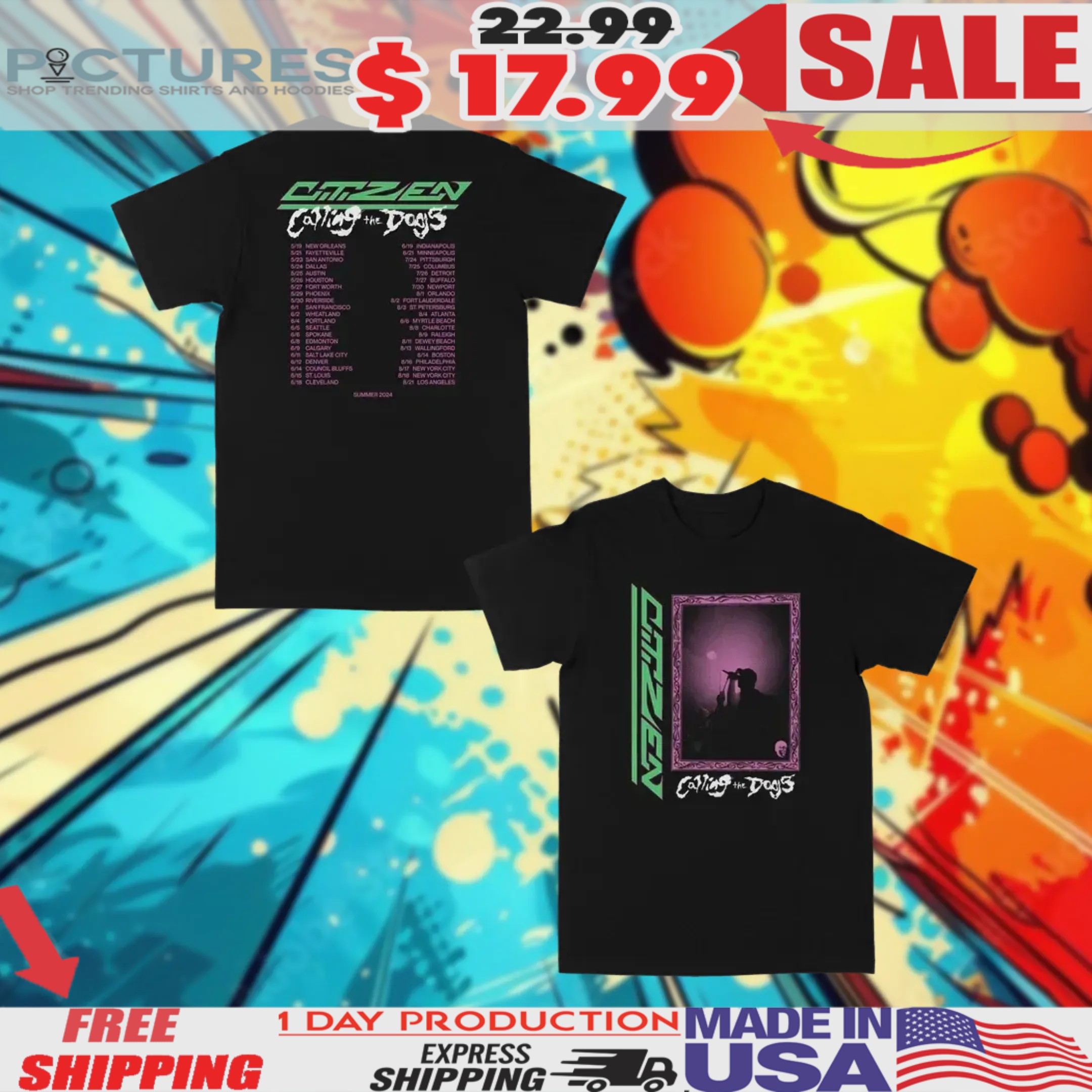 Citizen Calling The Dogs Frame 2024 Tour Shirt Citizen Calling The Dogs Frame 2024 Tour Shirt