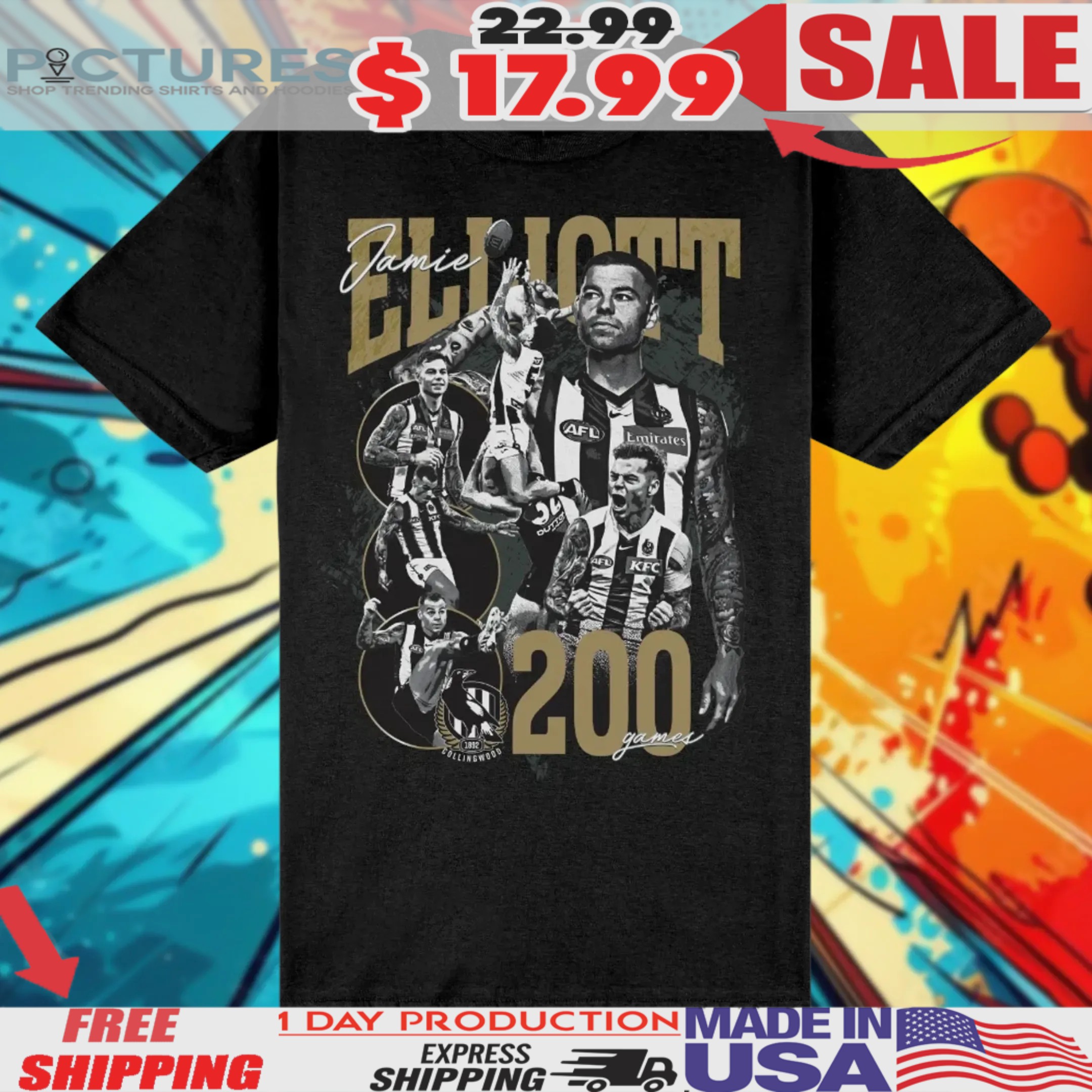 Collingwood Jamie Elliott 200 Shirt