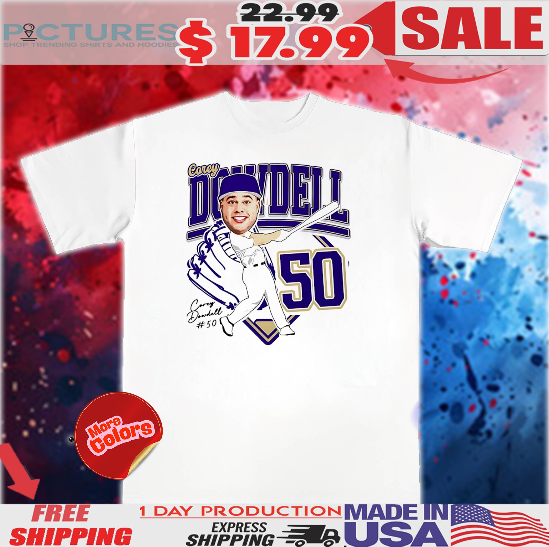 Corey Dowdell James Madison baseball caricature 2025 chibi shirt