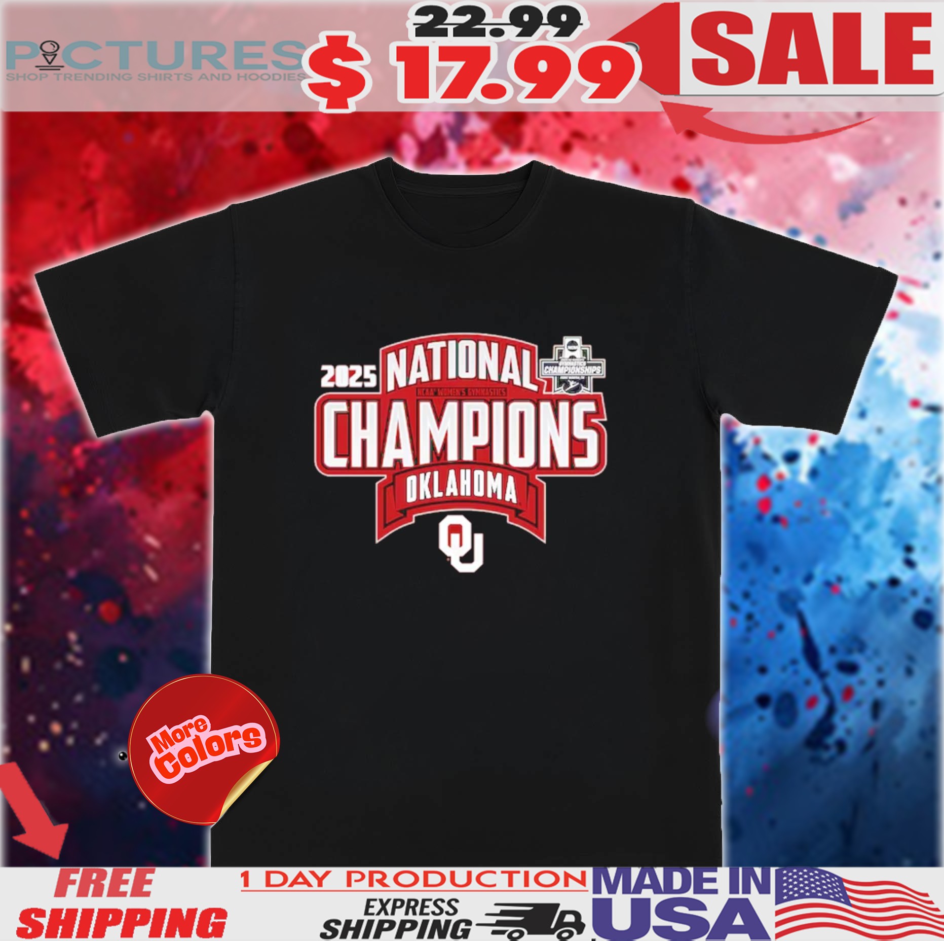 Crimson Oklahoma Sooners 2025 NCAA Women’s Gymnastics National Champions Shirt