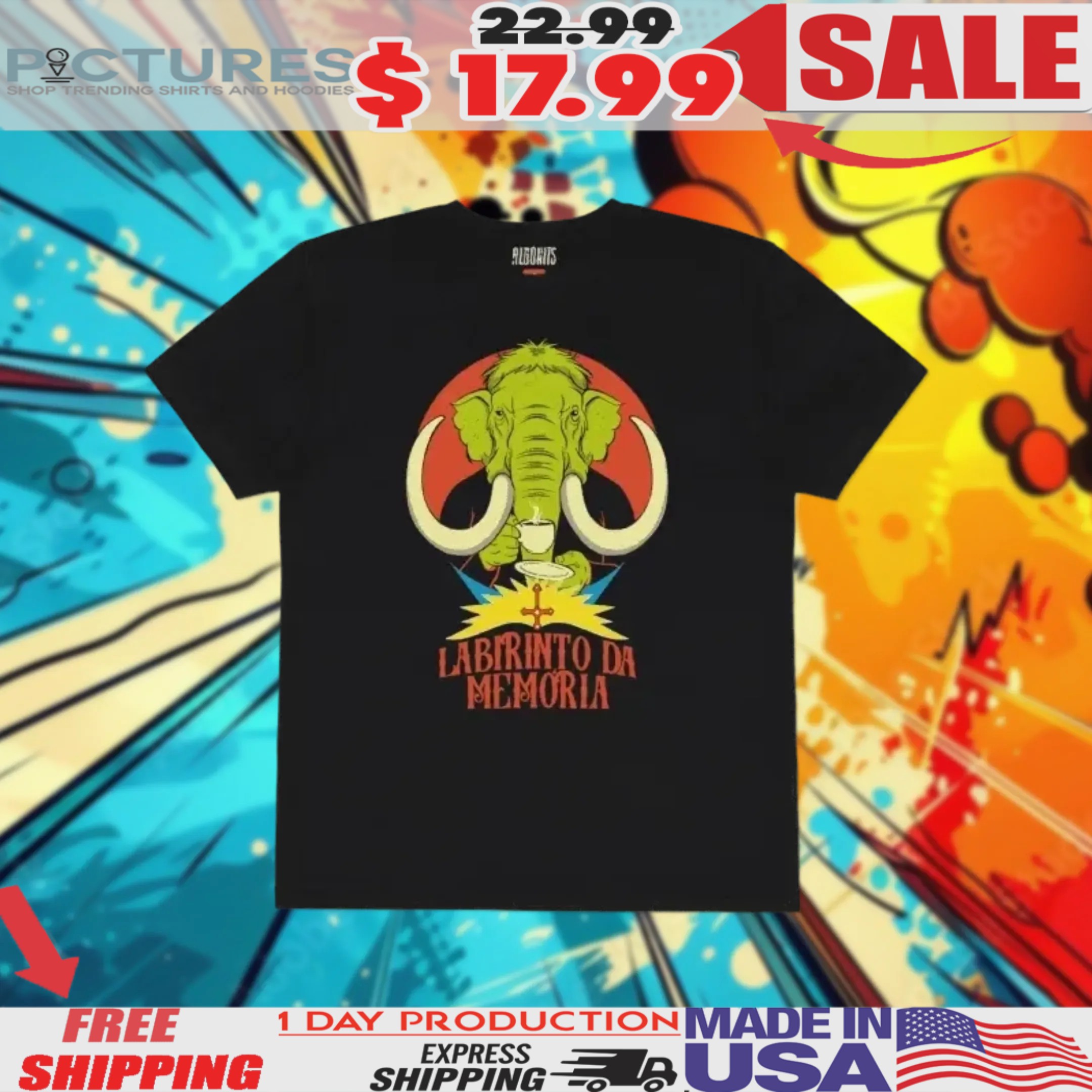Dead Fish Camiseta Labirinto da Memoria Mamute Elephant Shirt