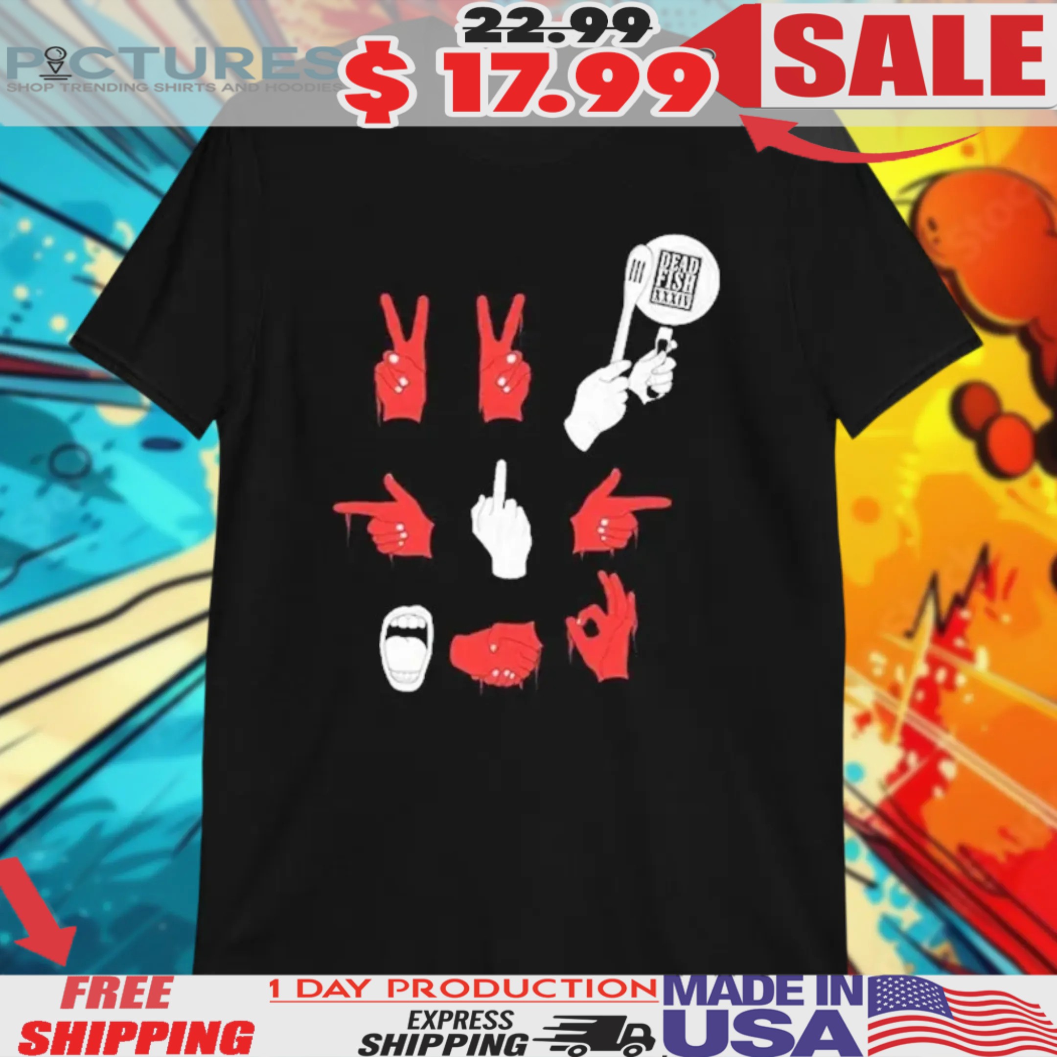 Dead Fish Moletom Careca Sangue Nas Maos Shirt