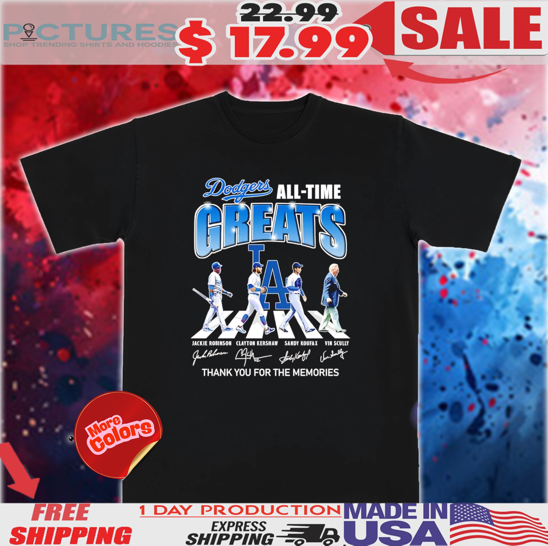 Dodgers All-time Greats Thank You For The Memories Abbey Road Signatures Shirt