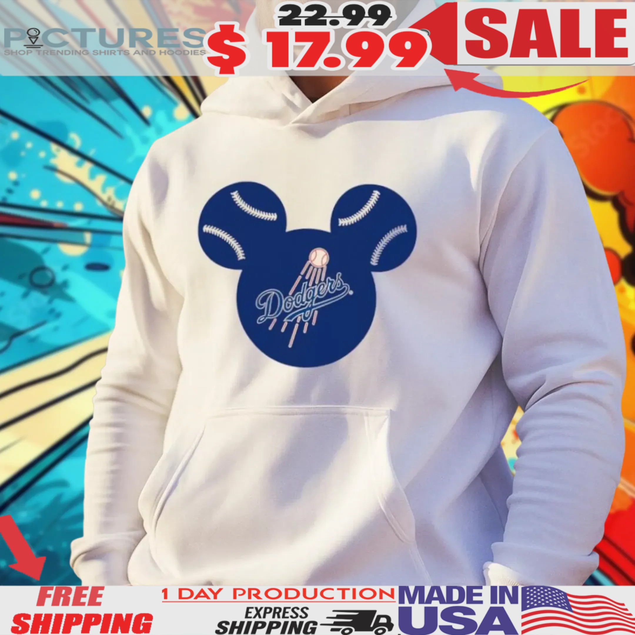 Dodgers Baseball Los Angeles Dodgers Mickey Mouse Shirt