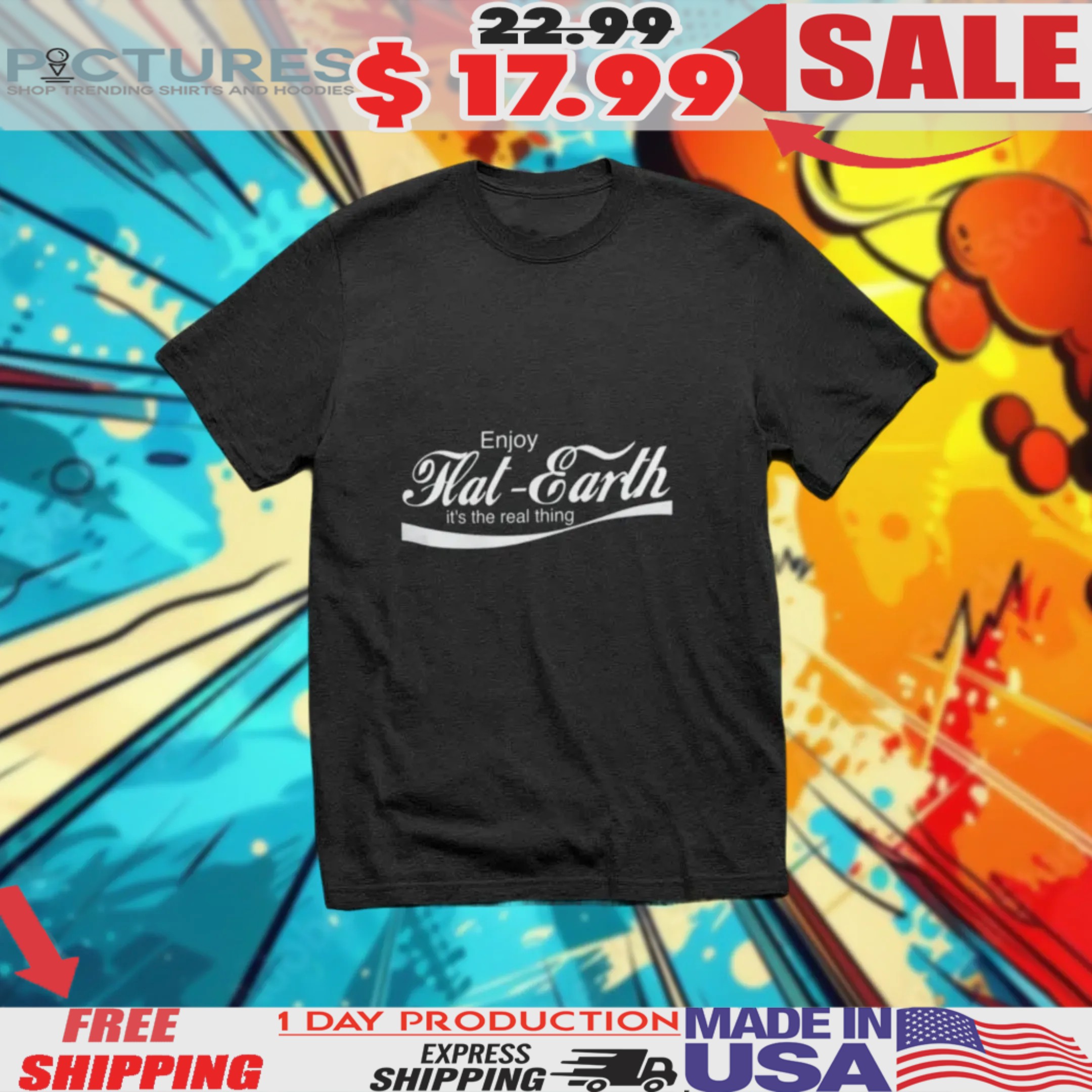Enjoy Flat Earth It's The Real Thing Coca-cola Style Parody Shirt