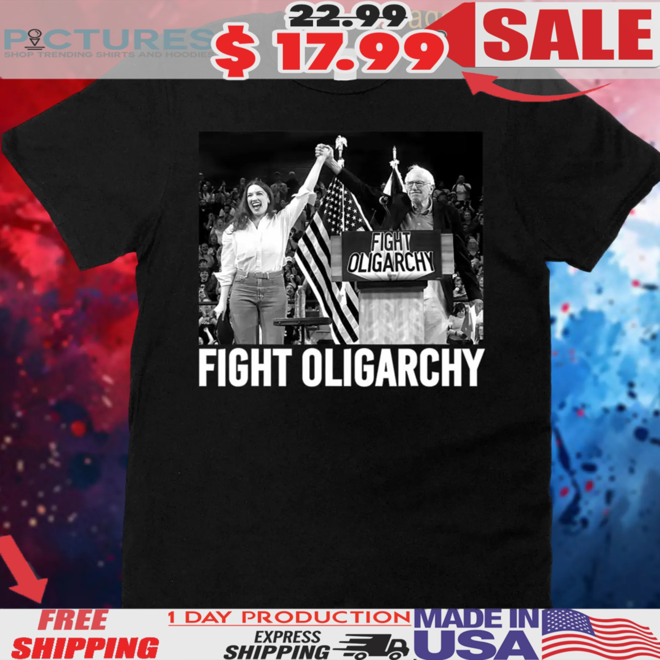 Fight Oligarchy Bernie Sanders And Aoc Freedom Us Anti Trump Shirt