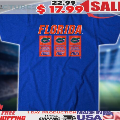 Florida Gators Basketball NCAA Champions Years Banners 2006 2007 2025 Shirt