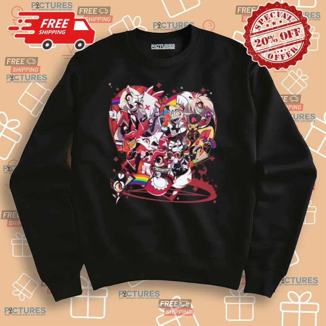 Hazbin Hotel Lucifer Is Pansexual Husk Is Pansexual Sir Pentious Is Bisexual Cherri Bomb Is Bisexual Niffty Is A Straight Ally Shirt