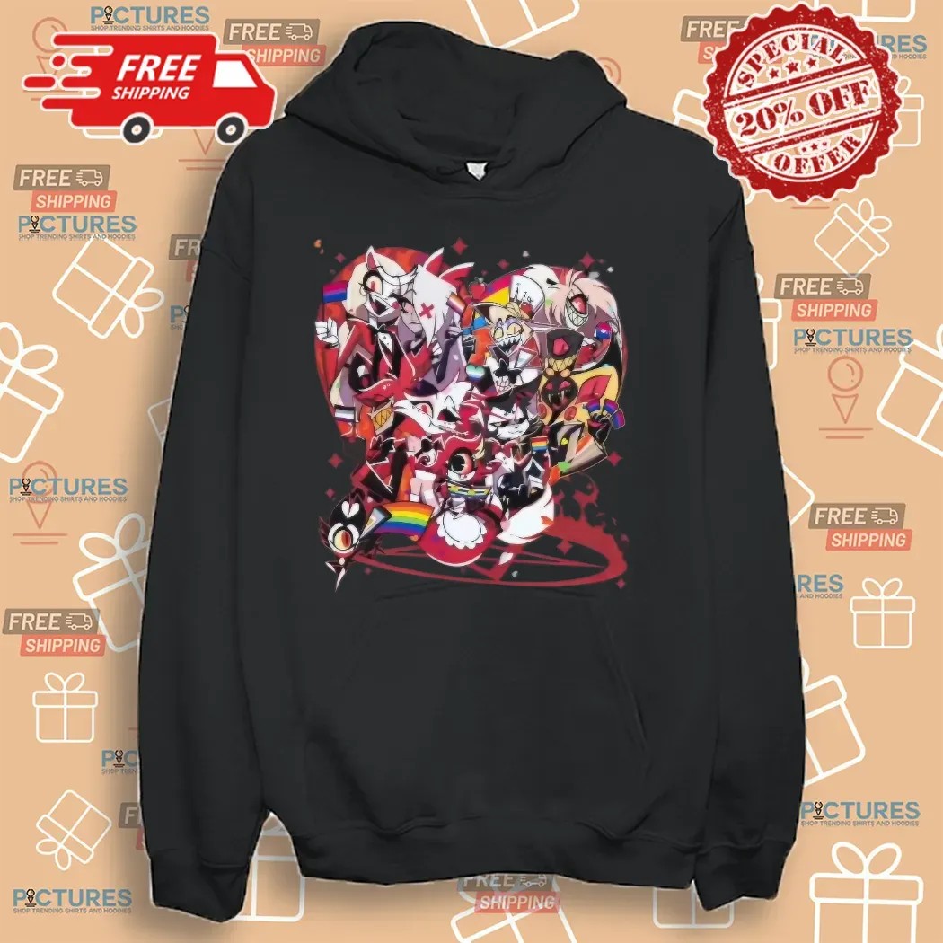 Hazbin Hotel Lucifer Is Pansexual Husk Is Pansexual Sir Pentious Is Bisexual Cherri Bomb Is Bisexual Niffty Is A Straight Ally Shirt