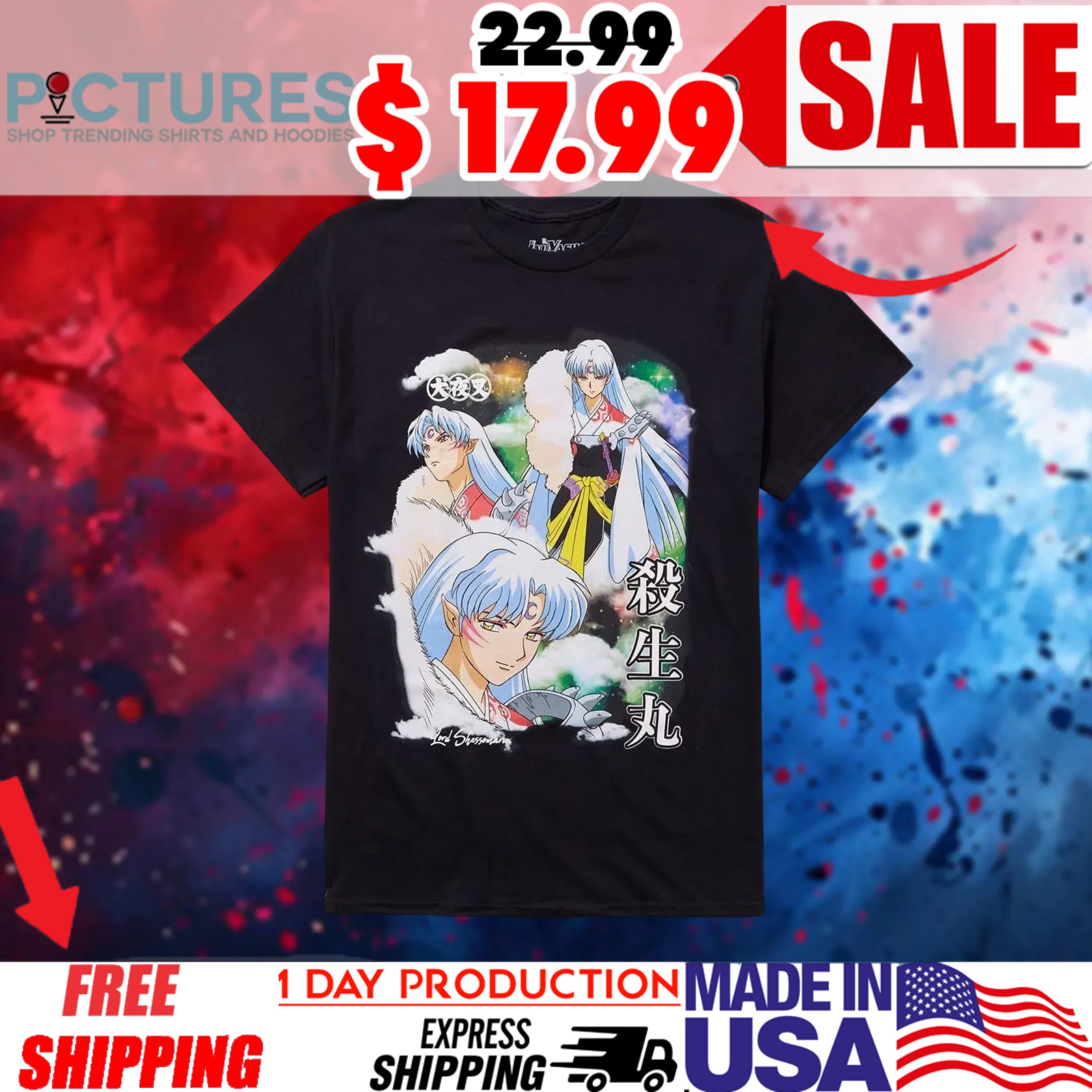 InuYasha Sesshomaru vintage bootleg style anime shirt InuYasha Sesshomaru vintage bootleg style anime shirt