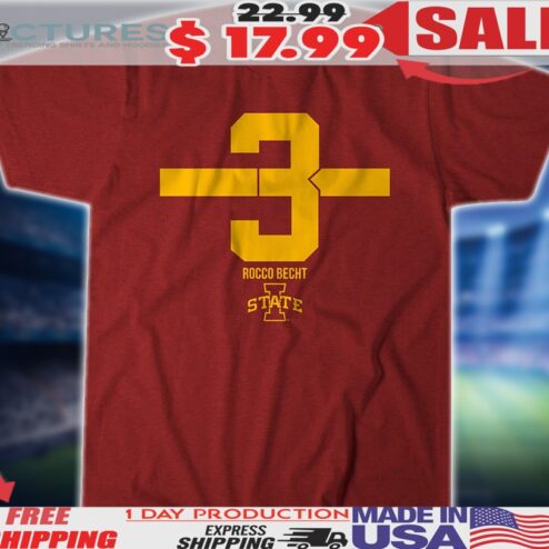 Iowa State Football Rocco Becht 3 Number Stripe Shirt
