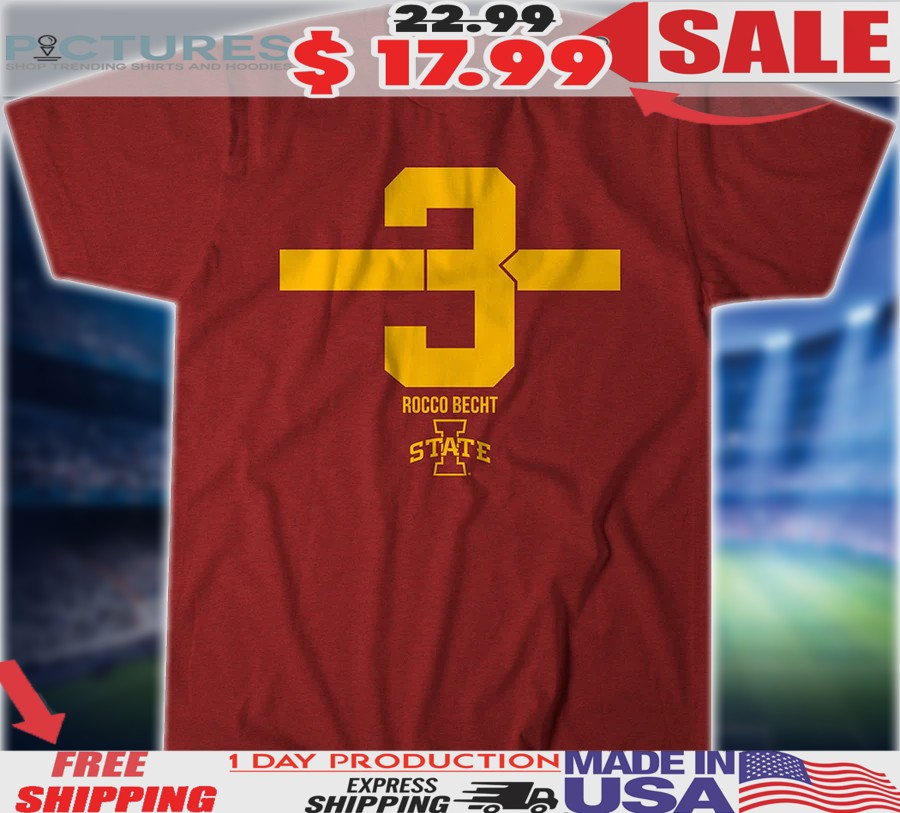 Iowa State Football Rocco Becht 3 Number Stripe Shirt