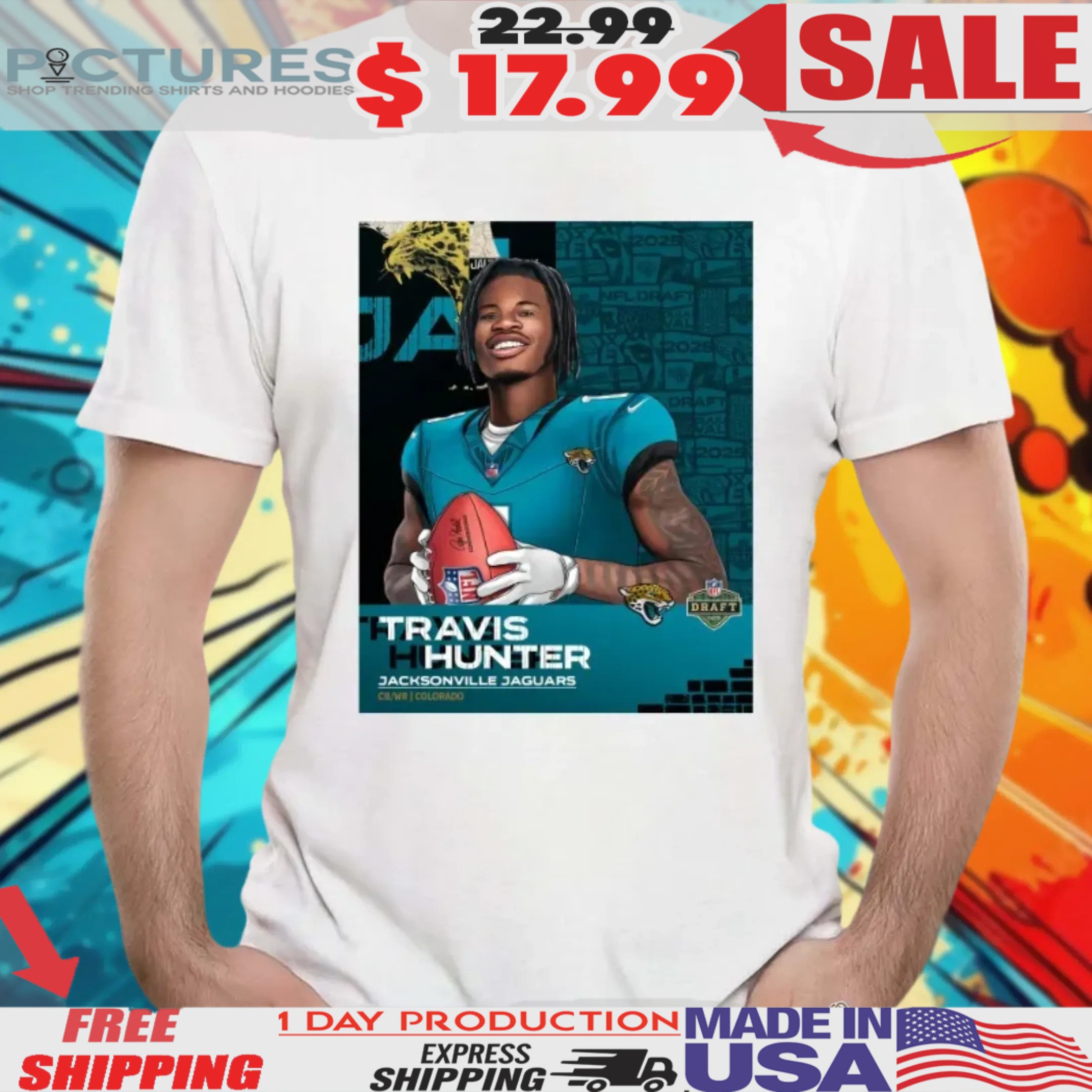 Jacksonville Jaguars Travis Hunter CB WR Colorado NFL Draft 2025 Poster Shirt