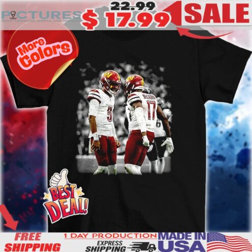 Jayden Daniels and Terry Mclaurin Washington face to face Commanders NFL football players graphic shirt