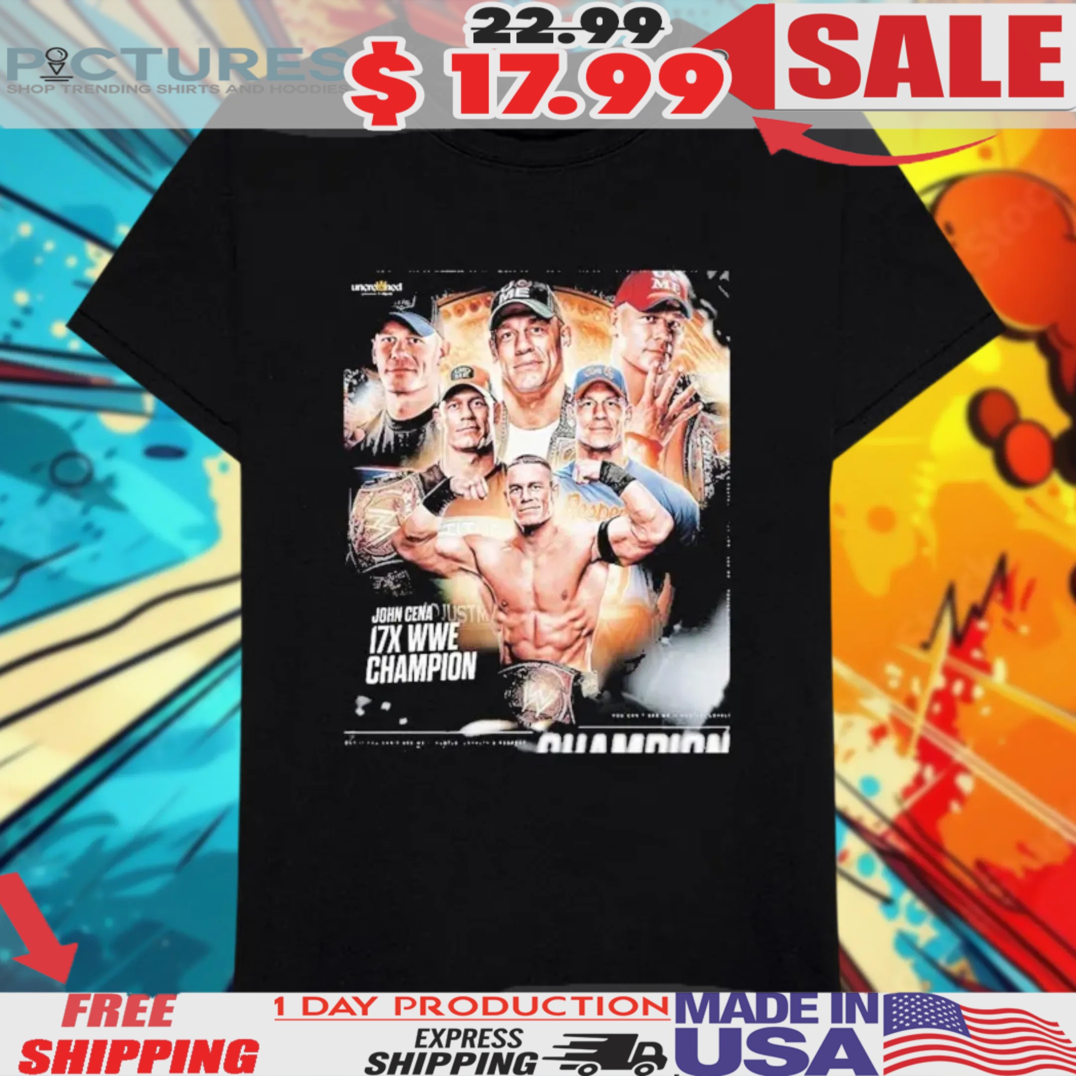 John Cena Has Passed Ric Flair For Most World Title Victories With 17x WrestleMania WWE History Shirt