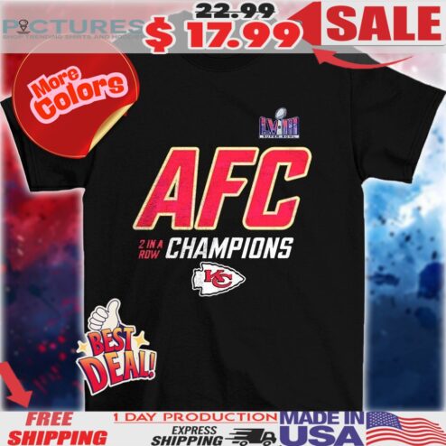 Kansas City Chiefs AFC Champions 2 in a row KC logo shirt