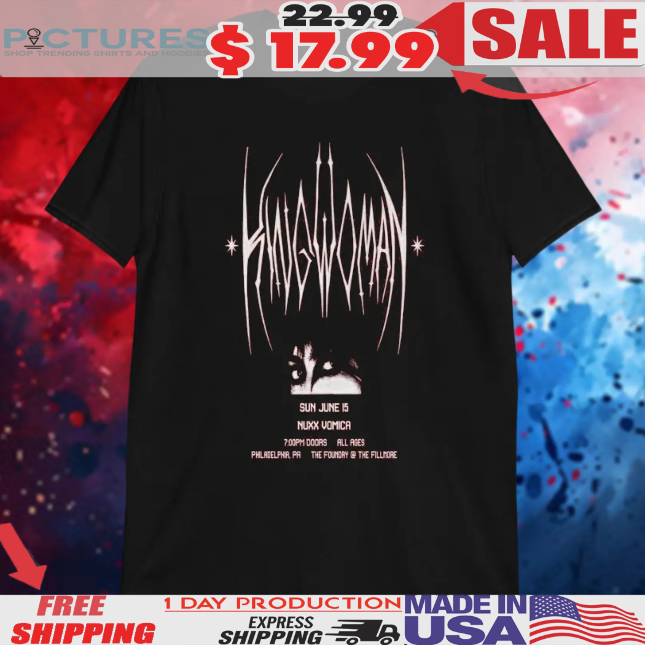 King Woman Sun June 15 2025 The Foundry Philadelphia PA Concert Shirt