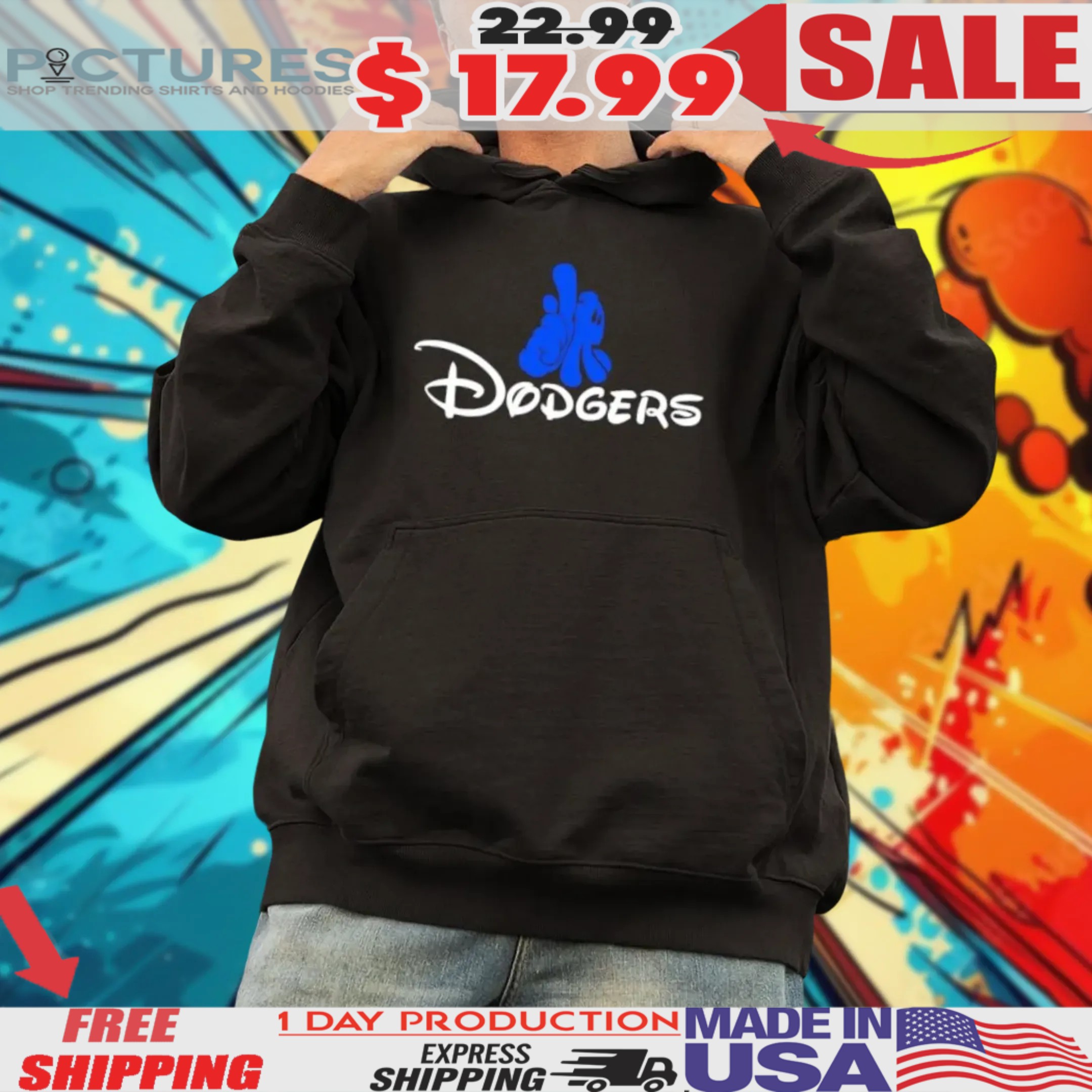 La Dodgers Disney Style Mickey Mouse Hand Shirt